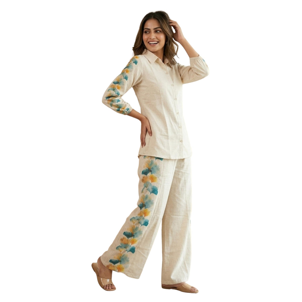Co Ord Set for Women Stylish Card Set Dress for Women Trendy Top with Plazo Pant Ladies Coord Outfit Modern Wear for Travel Office Casual Look Premium Two Piece Clothing Style