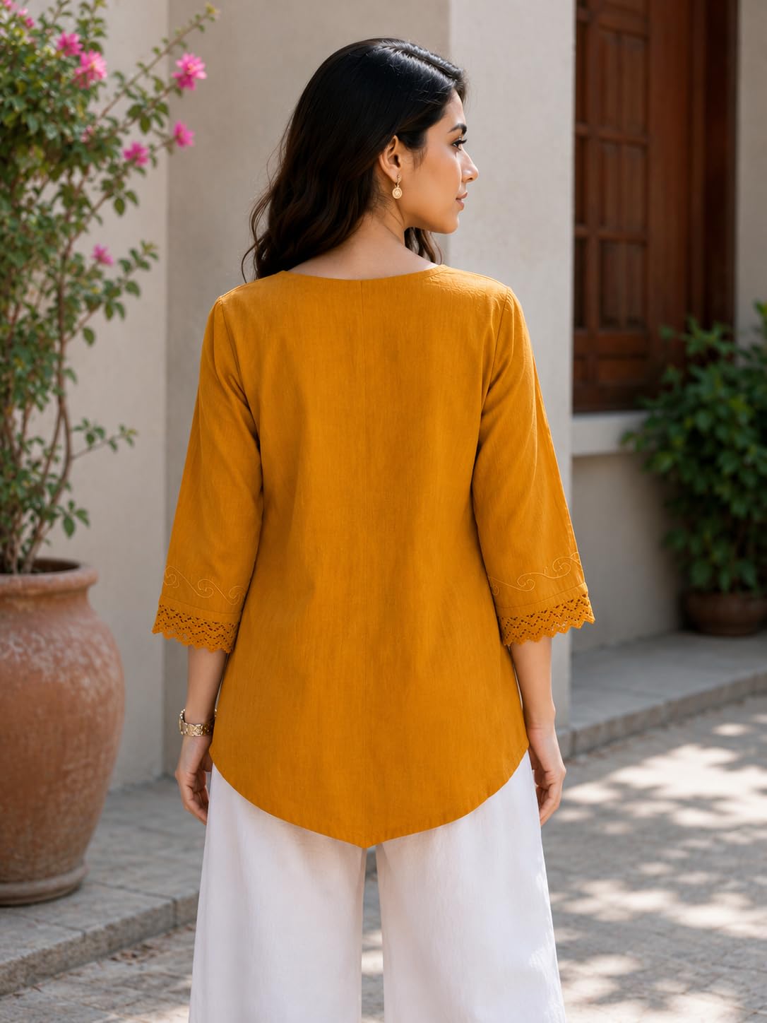 Short Kurti for Women -Embroidered Pure Cotton