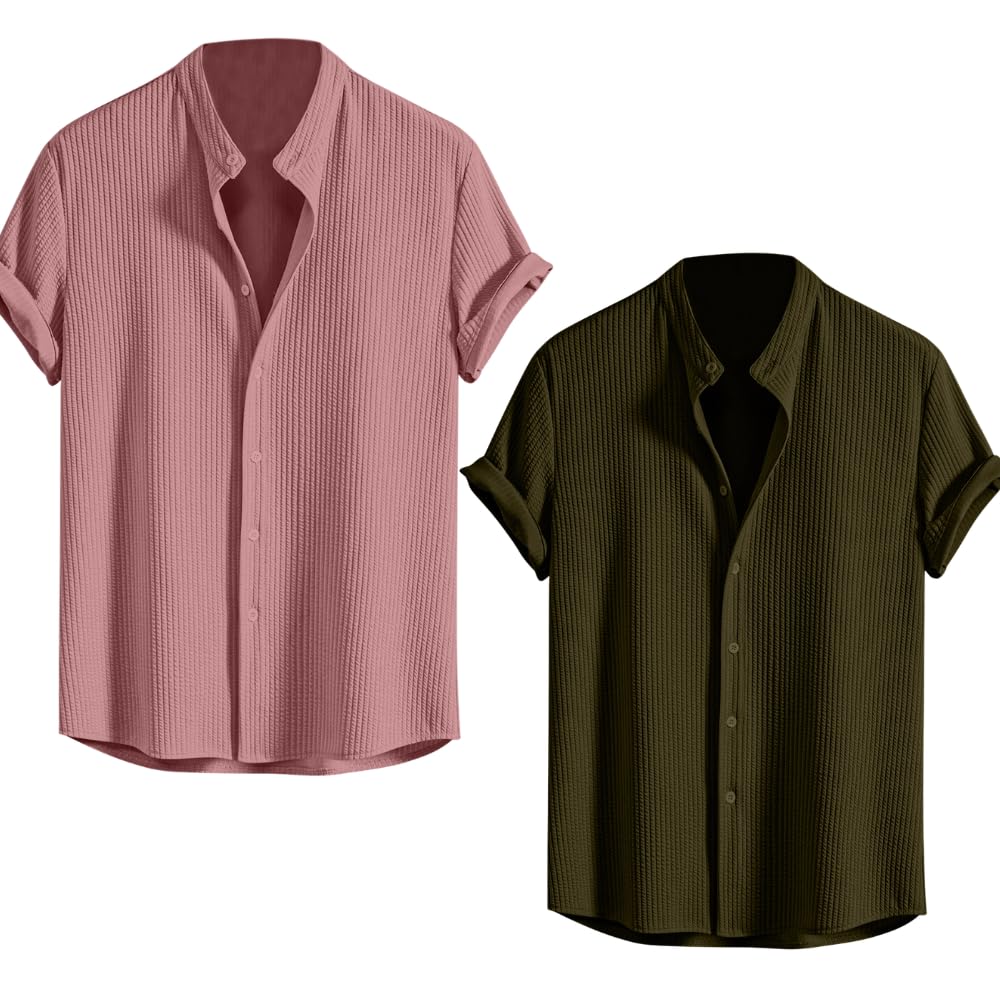 GRECIILOOKS Men's Polycotton Regular Fit Casual Shirt | Stylish | Printed | Solid | Short Sleeve | Trendy (Available in Plus Size)