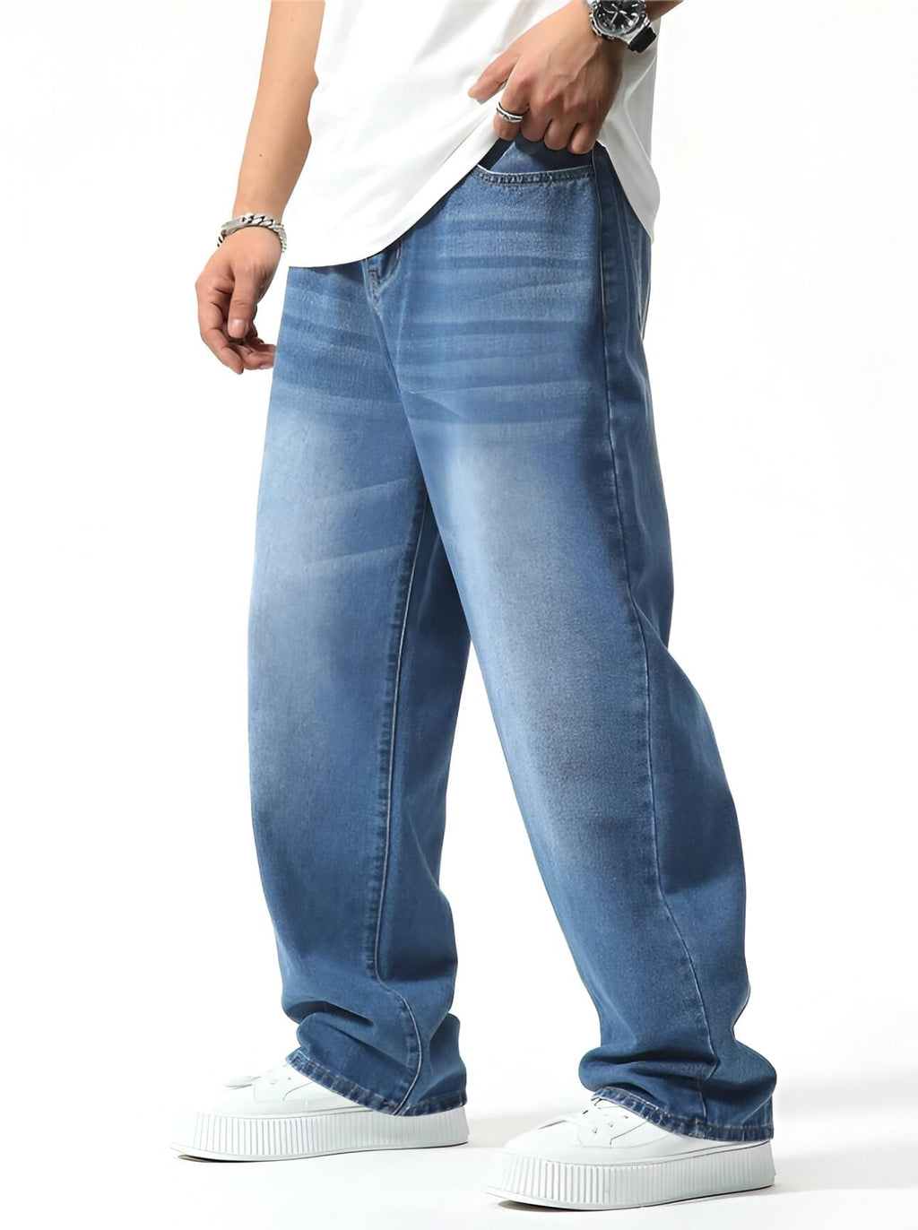 Ben Martin Men Jeans || Baggy Fit Jean's for Man || Loose Fit High Rise Denim || Stretchable Casual Wear Jean,s || Dance Rap Rapping Style Pant for Men || Denim Cotton Jeans (1)