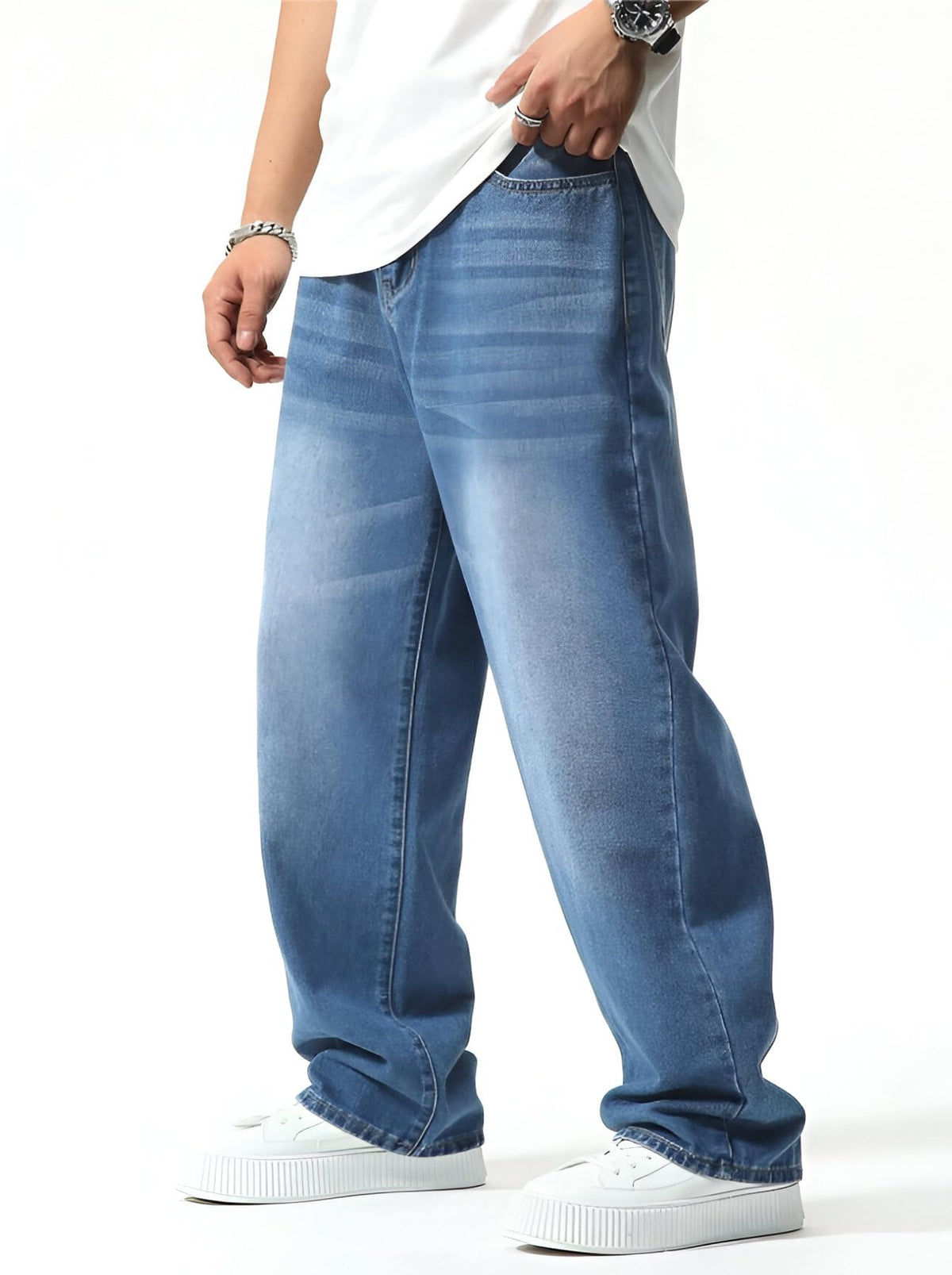 Ben Martin Men Jeans || Baggy Fit Jean's for Man || Loose Fit High Rise Denim || Stretchable Casual Wear Jean,s || Dance Rap Rapping Style Pant for Men || Denim Cotton Jeans (1)