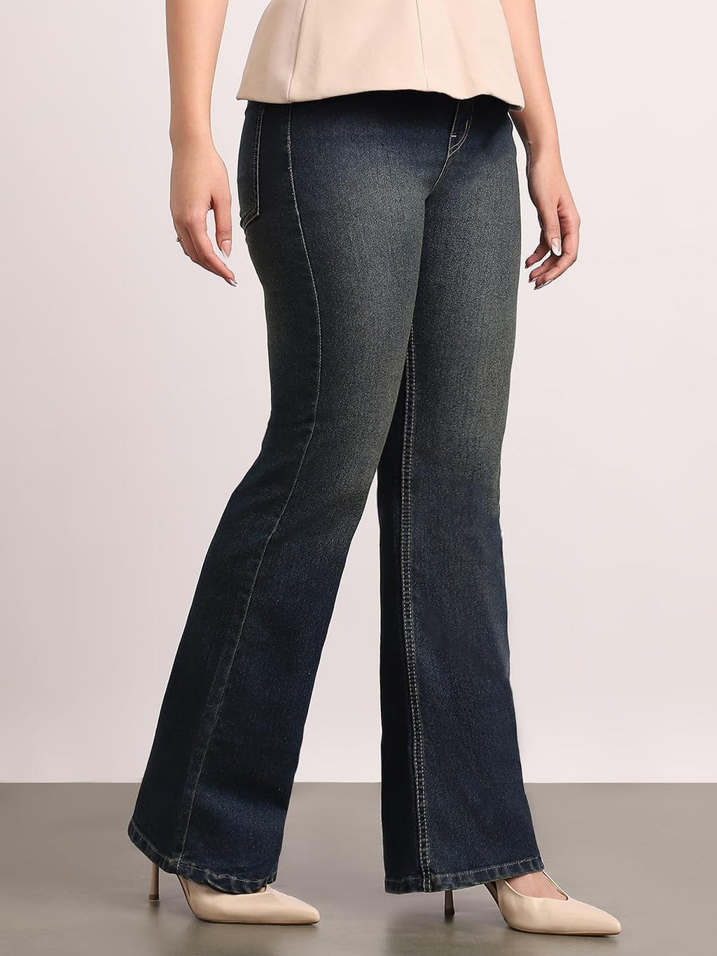 Urbano Fashion Women's Mid Rise Bootcut Washed Jeans Stretchable