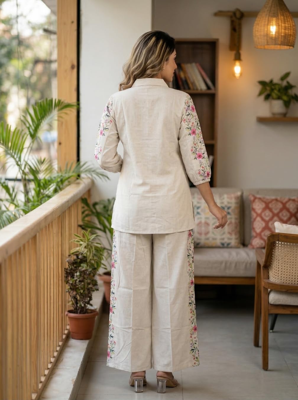 Co Ord Set for Women Stylish Card Set Dress for Women Trendy Top with Plazo Pant Ladies Coord Outfit Modern Wear for Travel Office Casual Look Premium Two Piece Clothing Style