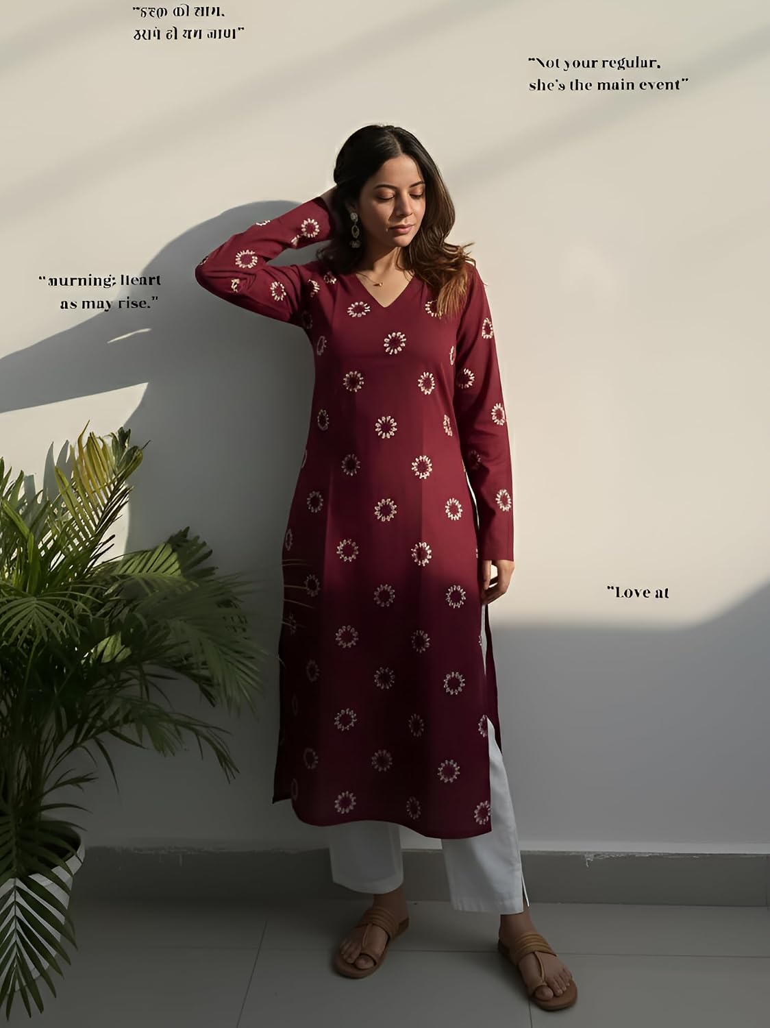 SAICHA Women's Rayon Printed Long Kurti, Black, Full Sleeve, Ankle Length