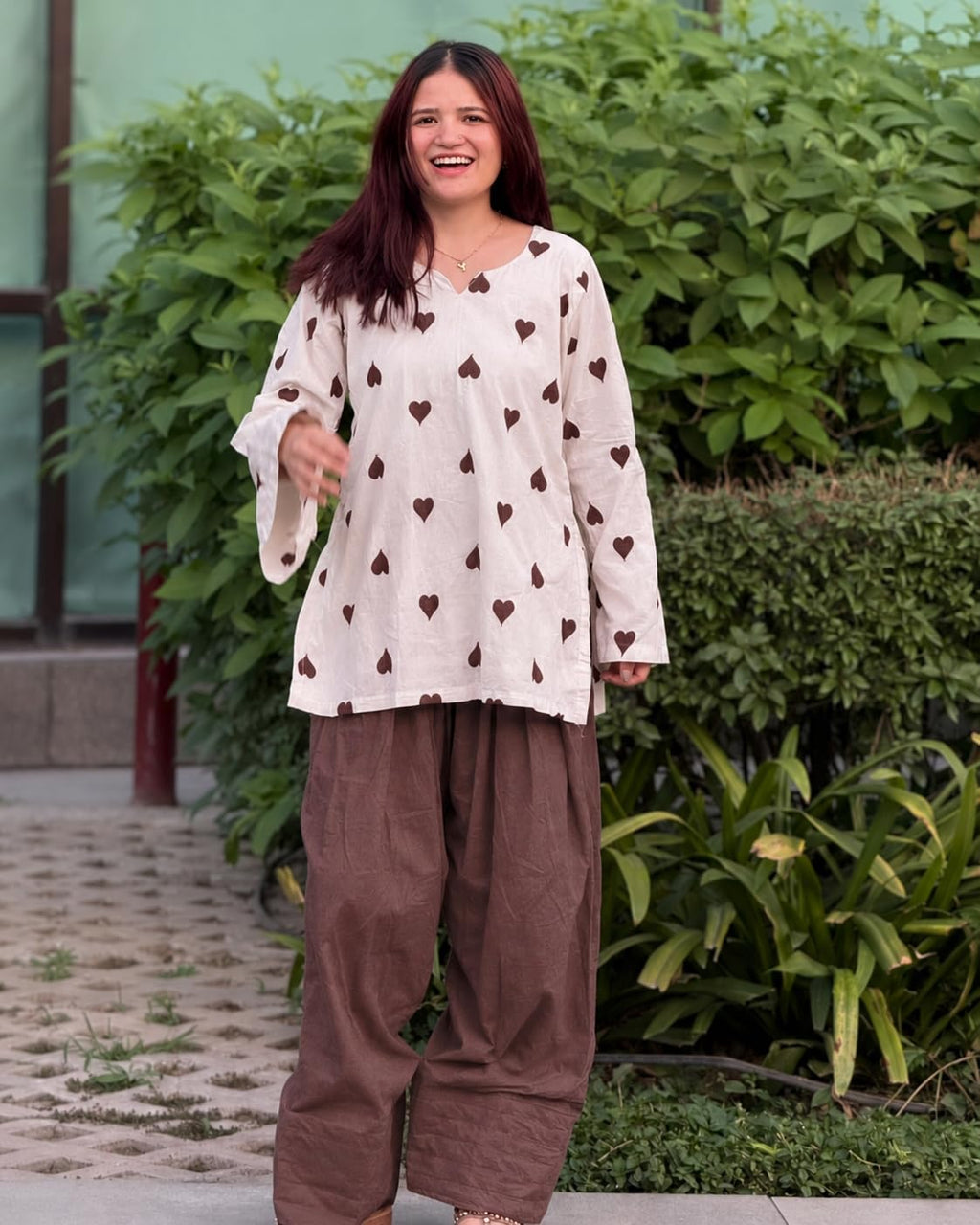 GoSriKi Farshi Salwar Suit for Women Viscose Embroidered | Co Ord Set for Woman | Straight Kurta Palazzo Outfit Round Neck V Slit Long Sleeve Ethnic Dress Womens Clothing