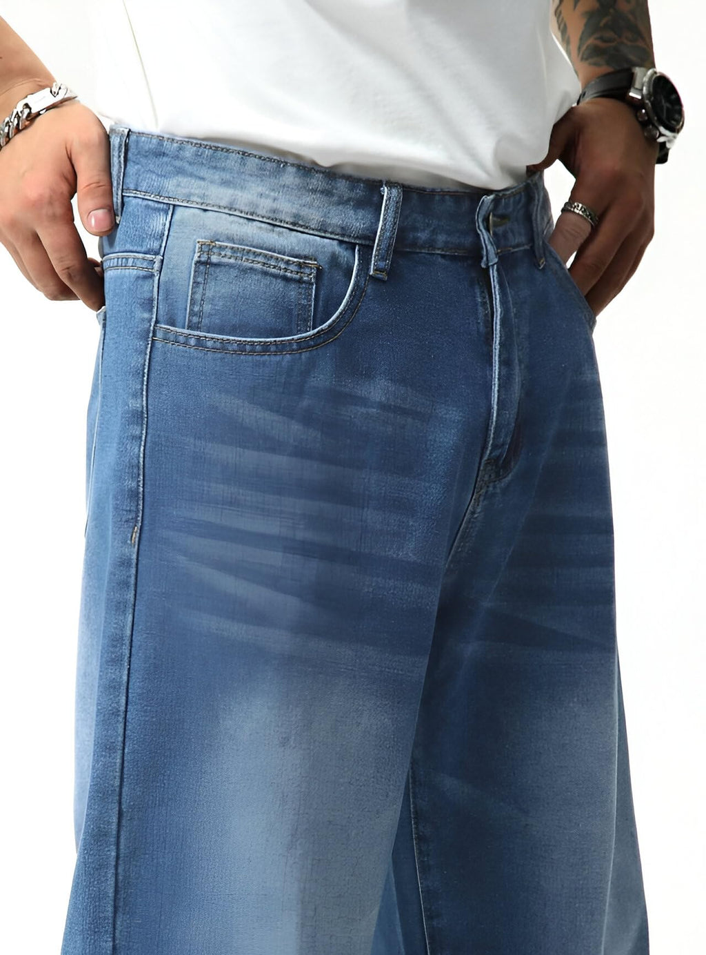 Ben Martin Men Jeans || Baggy Fit Jean's for Man || Loose Fit High Rise Denim || Stretchable Casual Wear Jean,s || Dance Rap Rapping Style Pant for Men || Denim Cotton Jeans (1)