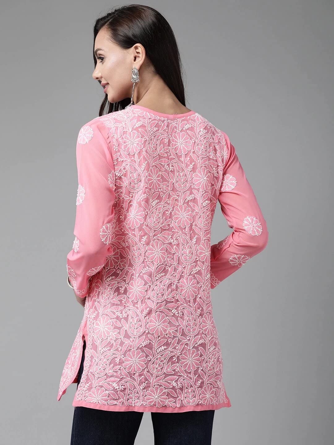 Ada Hand Embroidered Lucknowi Chikankari Georgette Top for Women A911224