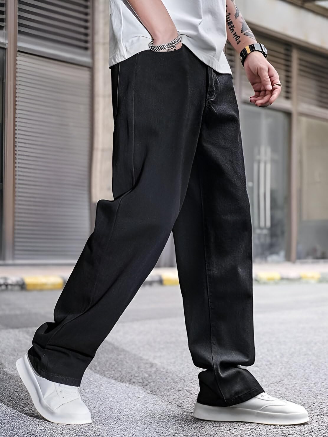 Ben Martin Men Jeans || Baggy Fit Jean's for Man || Loose Fit High Rise Denim || Stretchable Casual Wear Jean,s || Dance Rap Rapping Style Pant for Men || Denim Cotton Jeans (1)