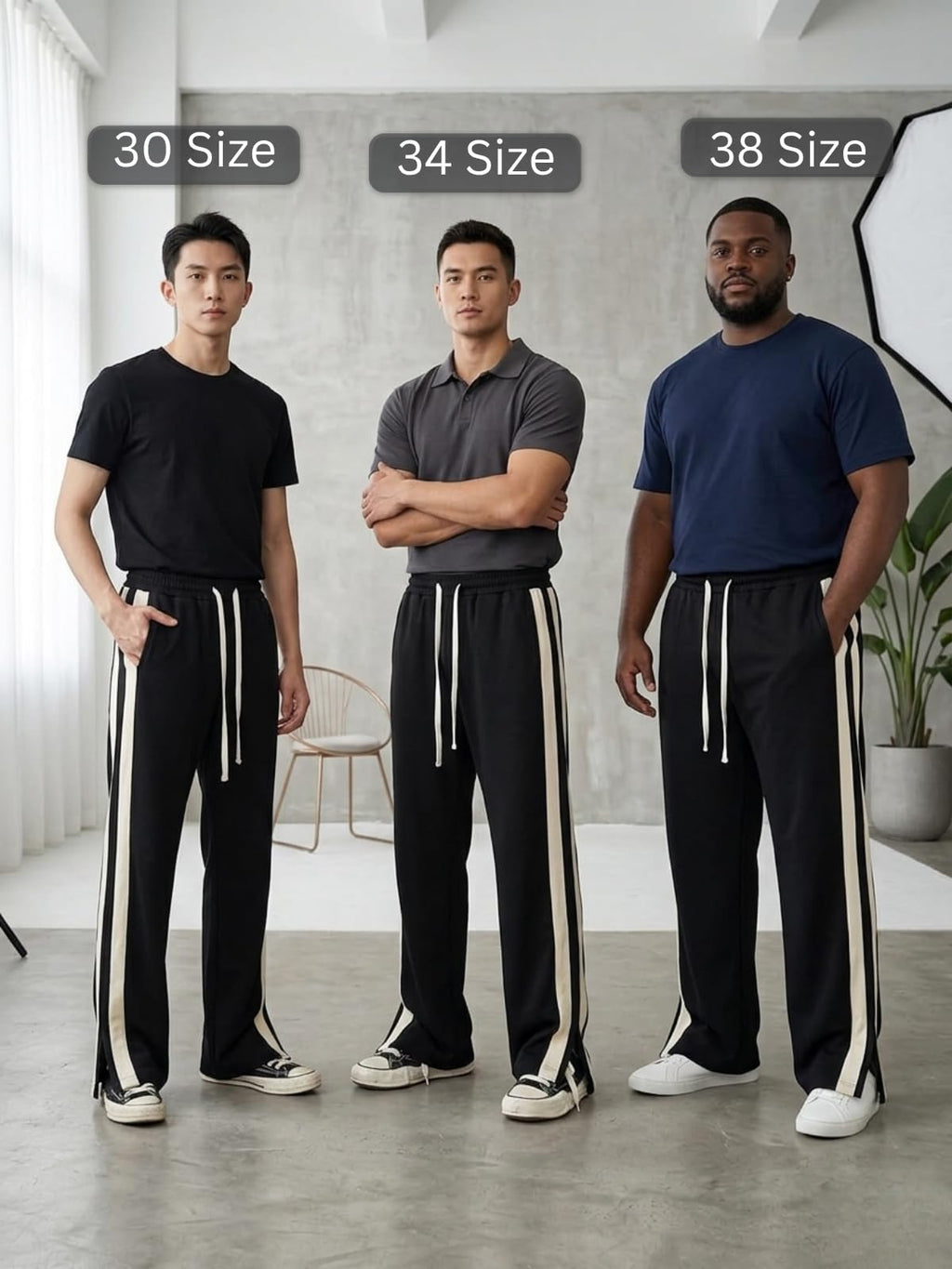 GRECIILOOKS Men Casual Trouser | Men’s Wide Leg Track Pants with Contrast Side Panel | Relaxed Drawstring Fit Streetwear Trousers | Loose Fit Joggers for Man