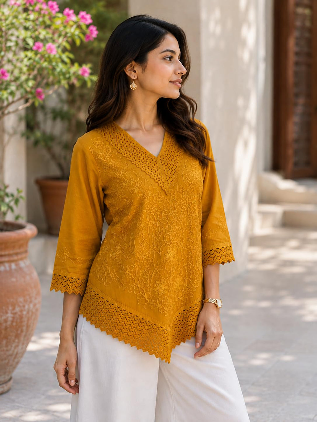 Short Kurti for Women -Embroidered Pure Cotton
