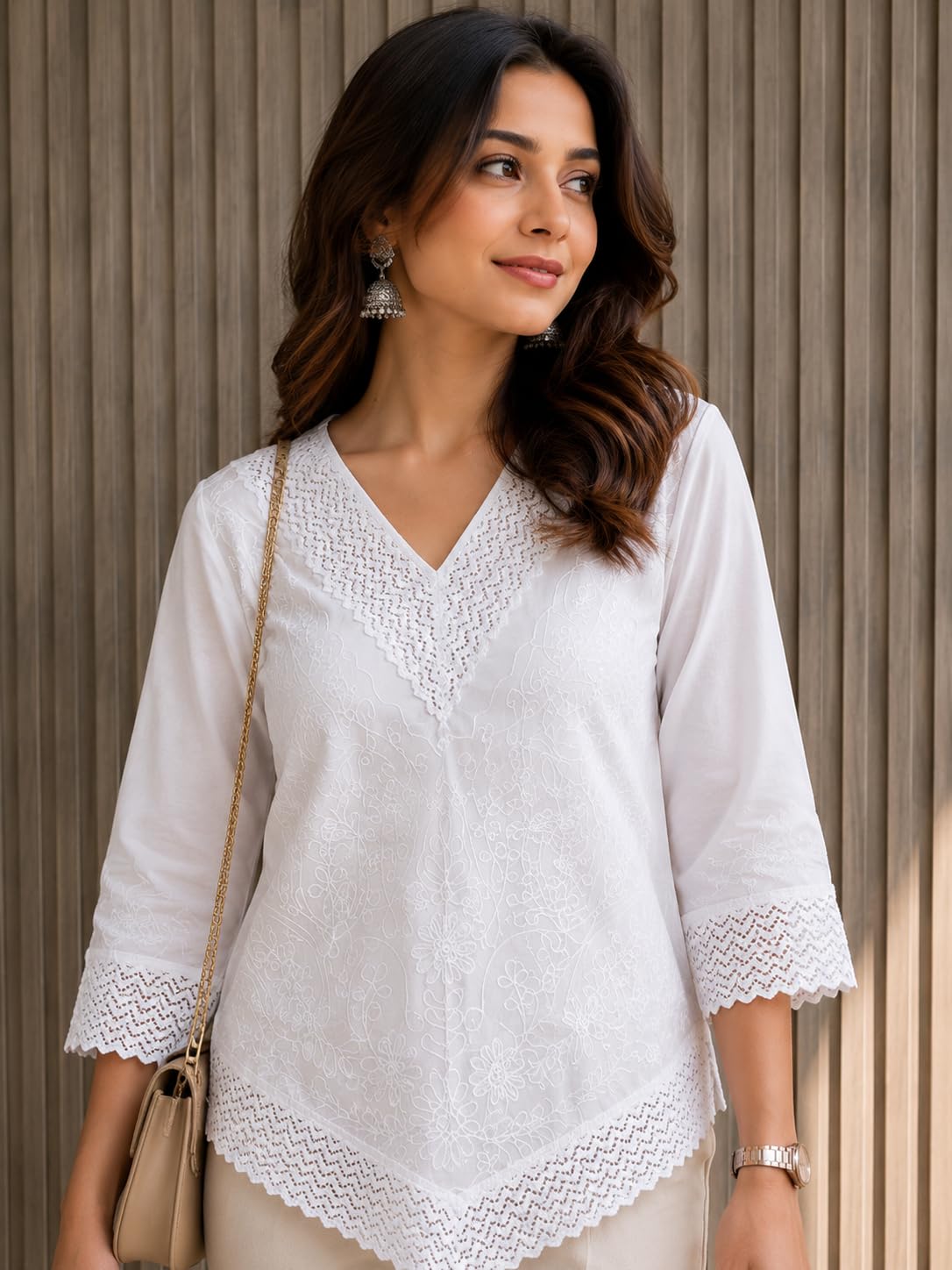 Short Kurti for Women -Embroidered Pure Cotton
