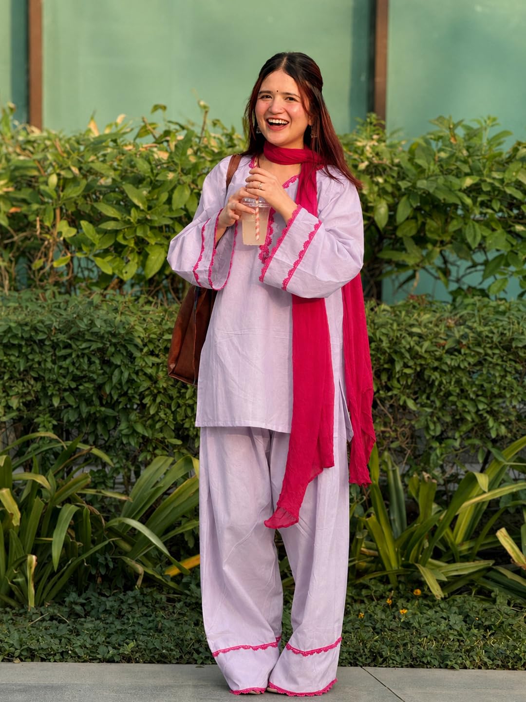 ANNI Designer Cora Cotton Farshi Salwar Suit for Women | Farsi Style Kurti | Farasi Kurta with Dupatta | Parsi Ethnic Dress | Indian Office Party Traditional Clothing Fashion Wear