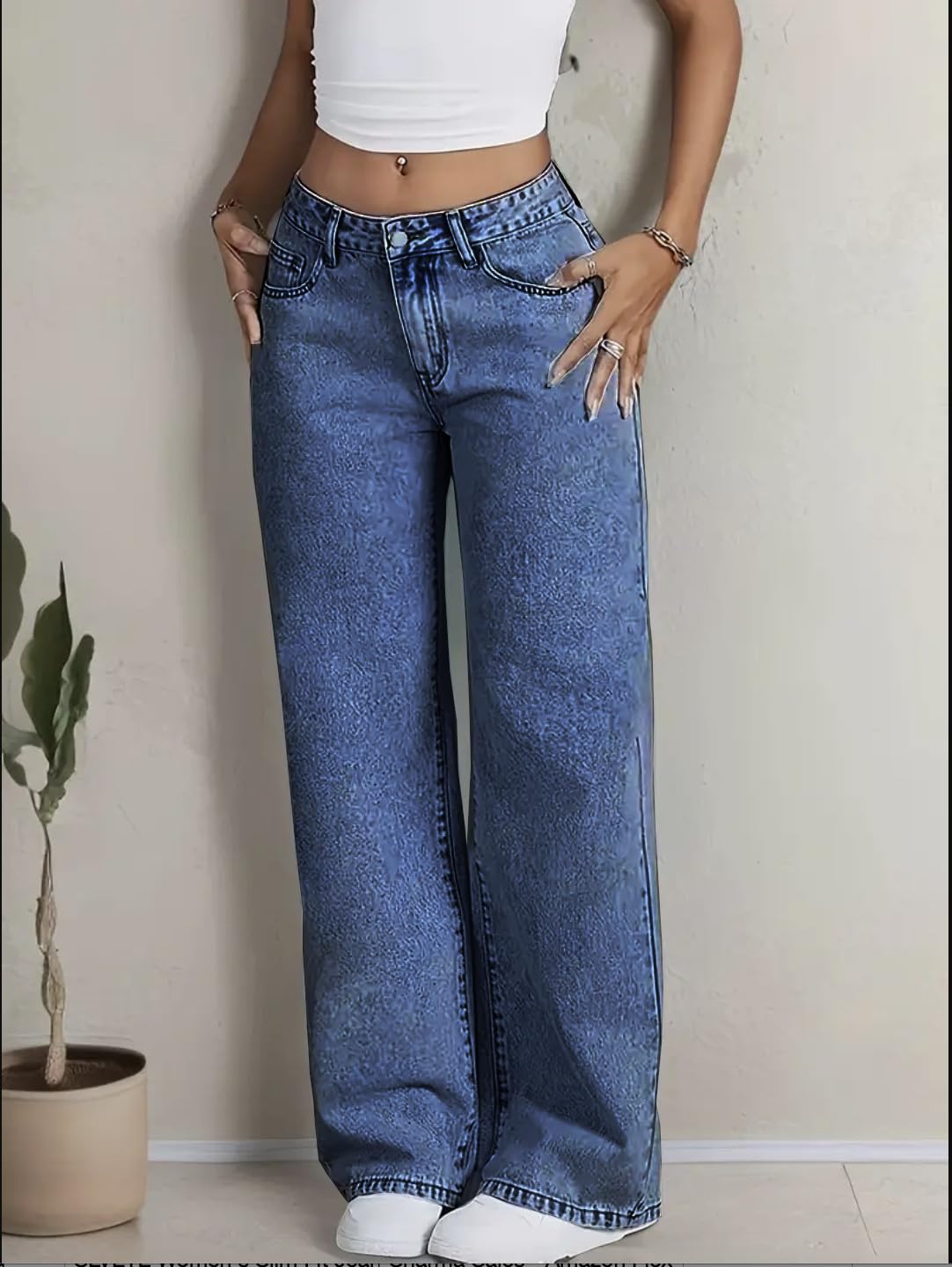 Nifty Women's Denim Stretchable High Waist Light Wash Baggy Jeans || Back Pocket Bow tie Detail