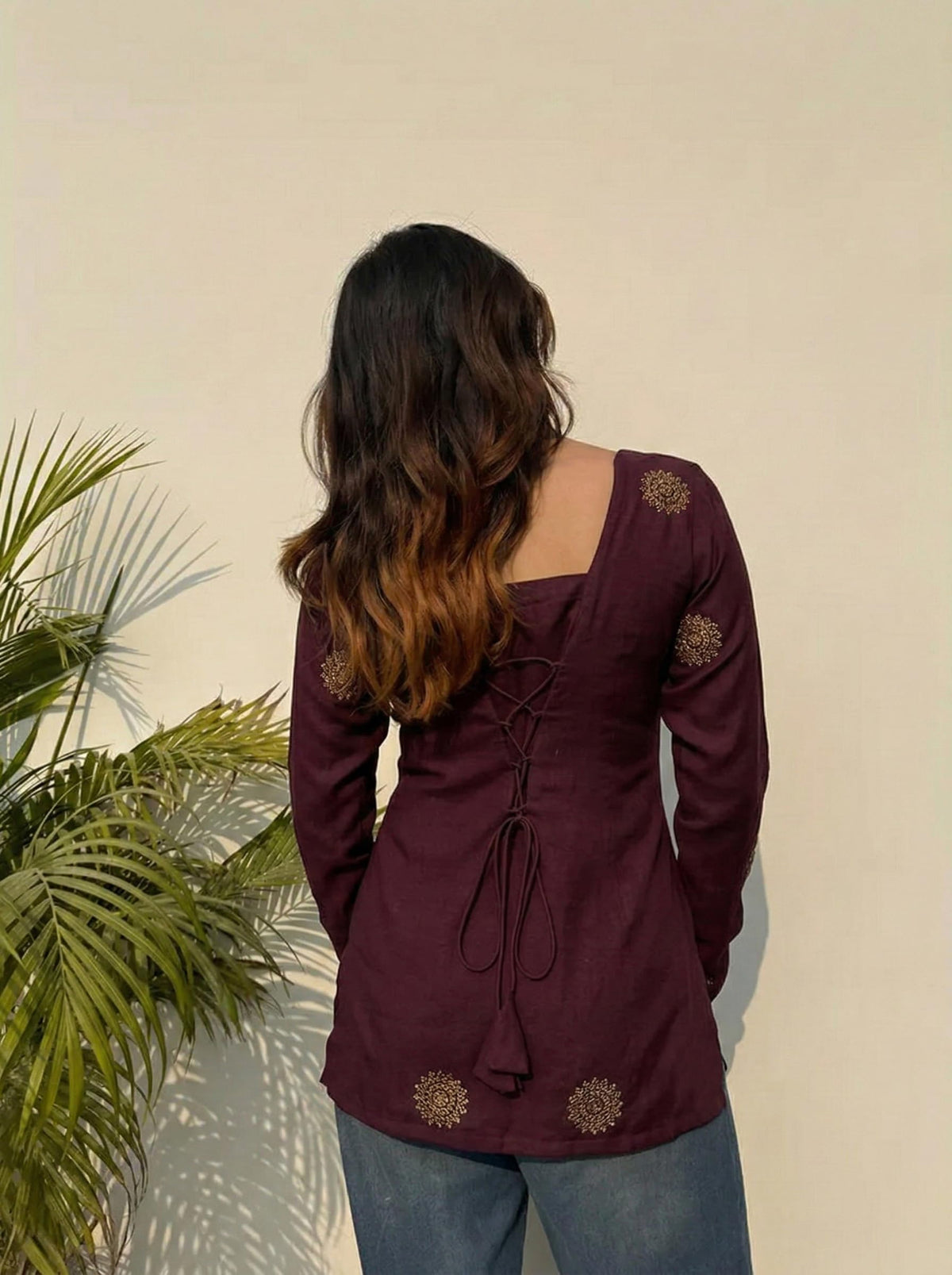 ANNI Designer Women’s Viscose Printed Short Kurti | Straight Fit Ethnic Top with Square Neck | Bell Sleeve Casual Indian Kurta for Office College, Party