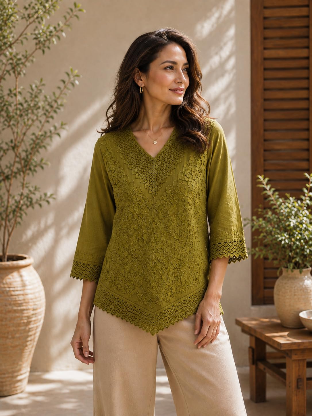 Short Kurti for Women -Embroidered Pure Cotton