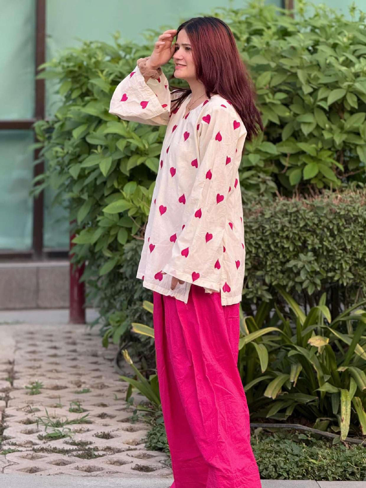 GoSriKi Farshi Salwar Suit for Women Viscose Embroidered | Co Ord Set for Woman | Straight Kurta Palazzo Outfit Round Neck V Slit Long Sleeve Ethnic Dress Womens Clothing