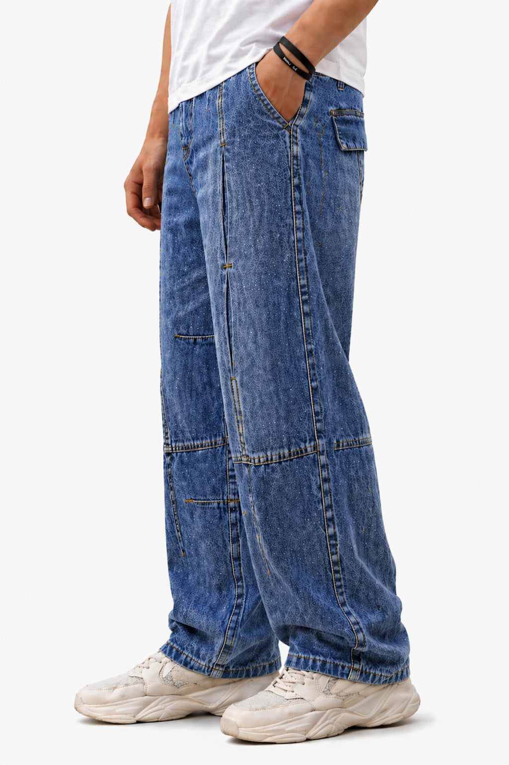 Ben Martin Men Jeans || Baggy Fit Jean's for Man || Loose Fit High Rise Denim || Stretchable Casual Wear Jean,s || Dance Rap Rapping Style Pant for Men || Denim Cotton Jeans (0)
