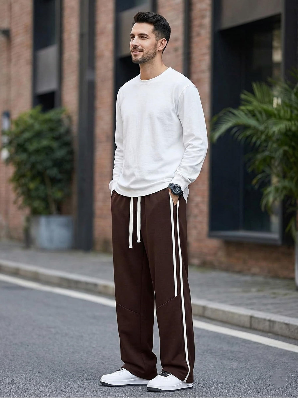 GRECIILOOKS Korean Style Track Pants for Men – Loose Fit Lycra Cargo Joggers | Trendy Gym & Streetwear Bottoms with Utility Pockets (Available in Plus Size)