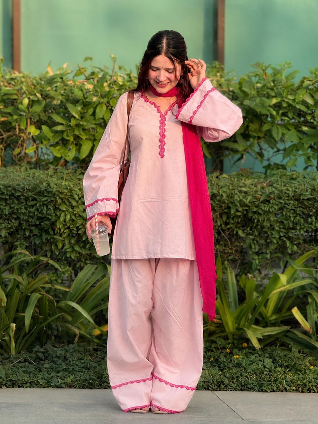ANNI Designer Cora Cotton Farshi Salwar Suit for Women | Farsi Style Kurti | Farasi Kurta with Dupatta | Parsi Ethnic Dress | Indian Office Party Traditional Clothing Fashion Wear