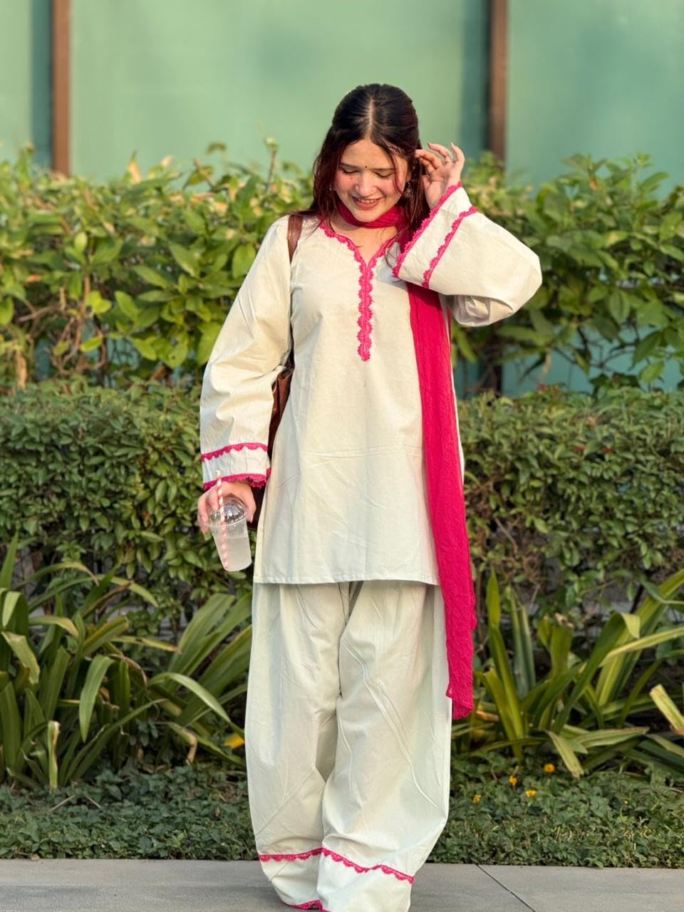 ANNI Designer Cora Cotton Farshi Salwar Suit for Women | Farsi Style Kurti | Farasi Kurta with Dupatta | Parsi Ethnic Dress | Indian Office Party Traditional Clothing Fashion Wear