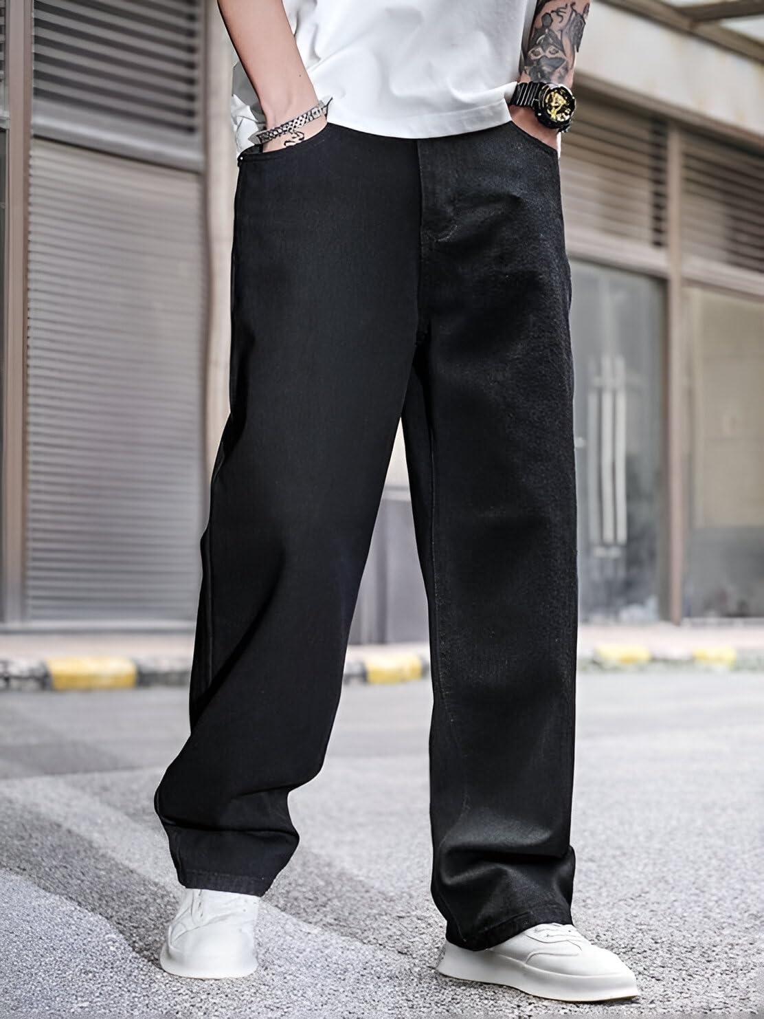Ben Martin Men Jeans || Baggy Fit Jean's for Man || Loose Fit High Rise Denim || Stretchable Casual Wear Jean,s || Dance Rap Rapping Style Pant for Men || Denim Cotton Jeans (1)