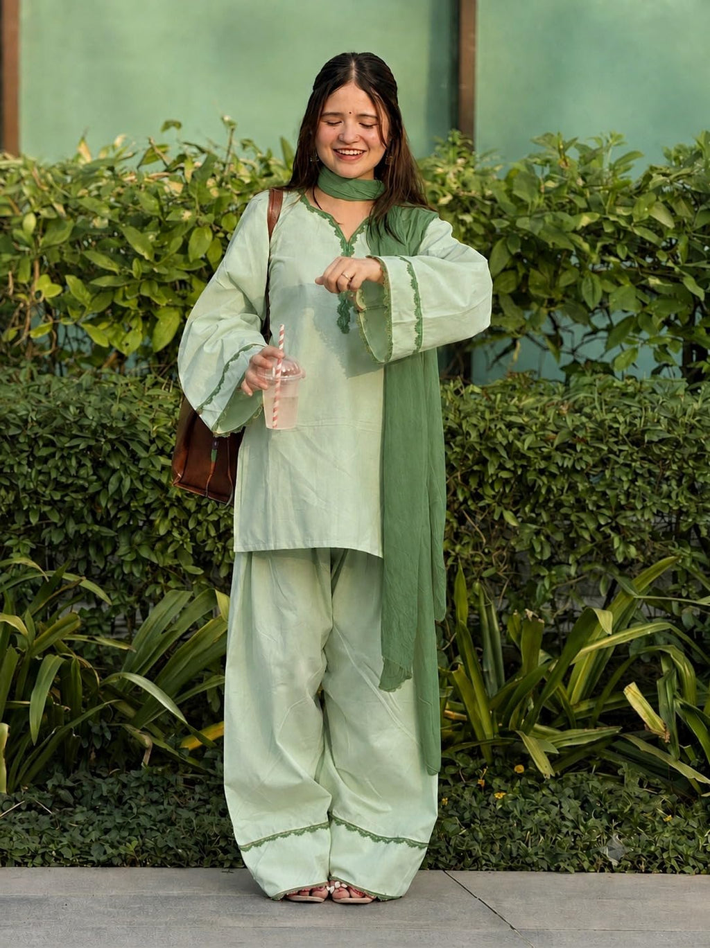 ANNI Designer Cora Cotton Farshi Salwar Suit for Women | Farsi Style Kurti | Farasi Kurta with Dupatta | Parsi Ethnic Dress | Indian Office Party Traditional Clothing Fashion Wear