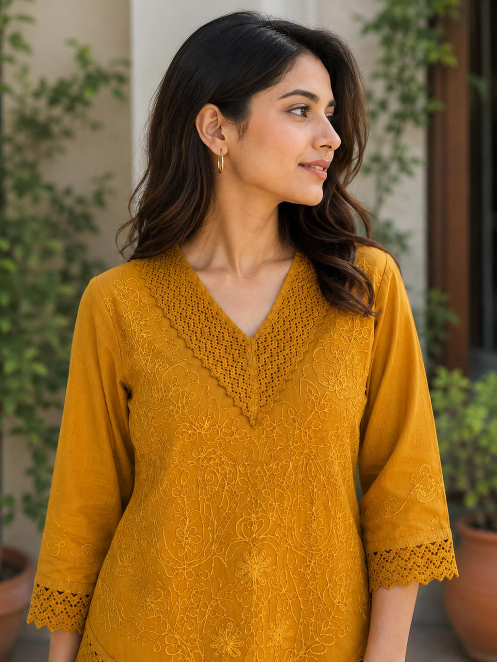 Short Kurti for Women -Embroidered Pure Cotton