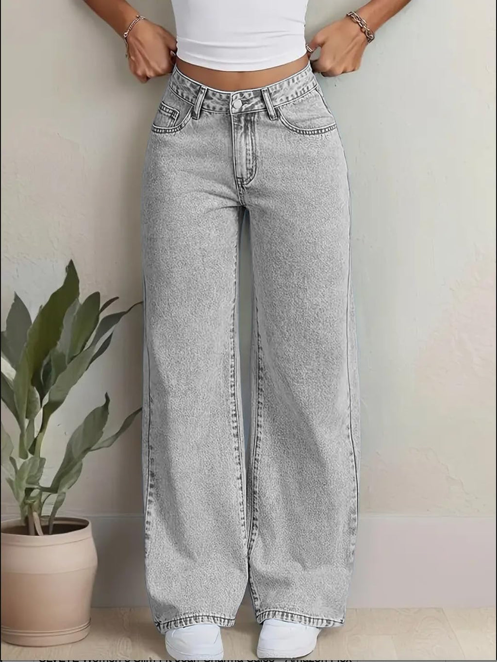 Nifty Women's Denim Stretchable High Waist Light Wash Baggy Jeans || Back Pocket Bow tie Detail