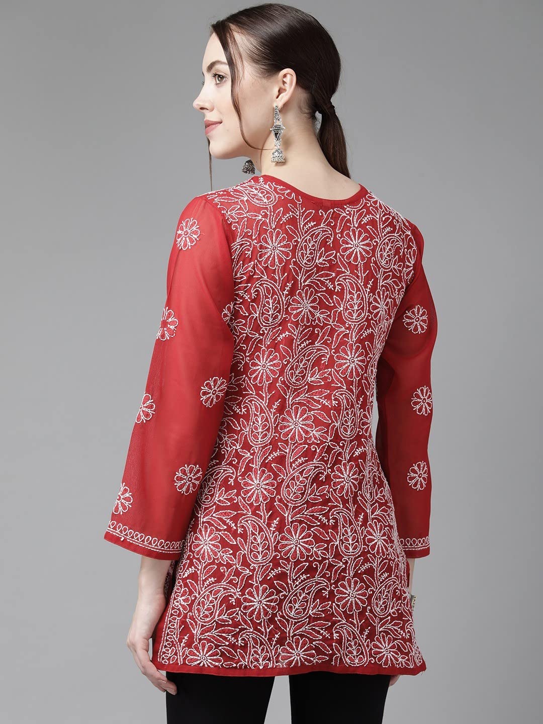 Ada Hand Embroidered Lucknowi Chikankari Georgette Top for Women A911224