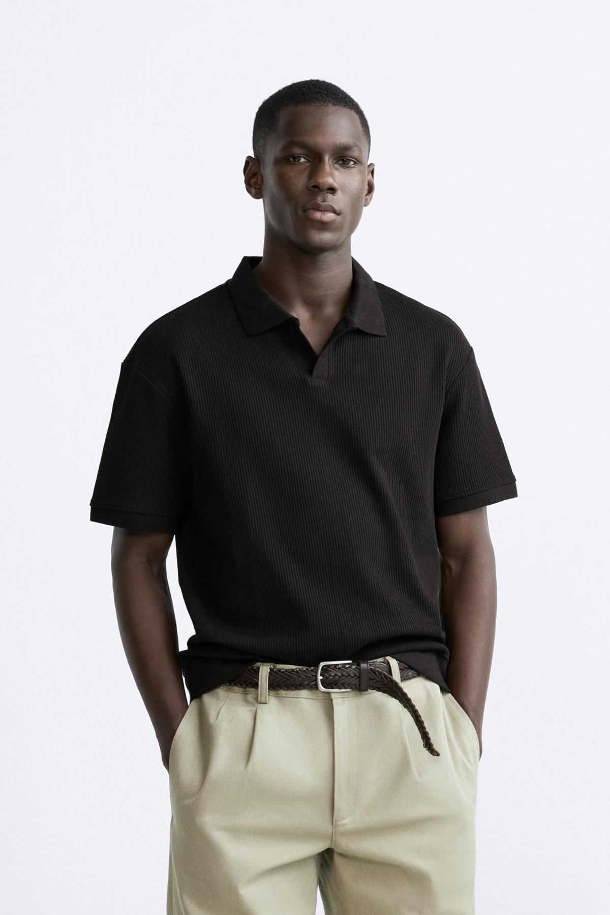 Alan Jones Clothing Men's Textured Polo T-Shirt | Classic Short Sleeve Polo for Casual Wear