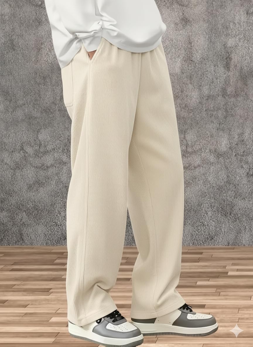 Samfor Men's Comfortable Baggy Corduroy Pants | Relaxed Fit Stretch Waist Trousers for Everyday Wear | Casual Trouser for Man