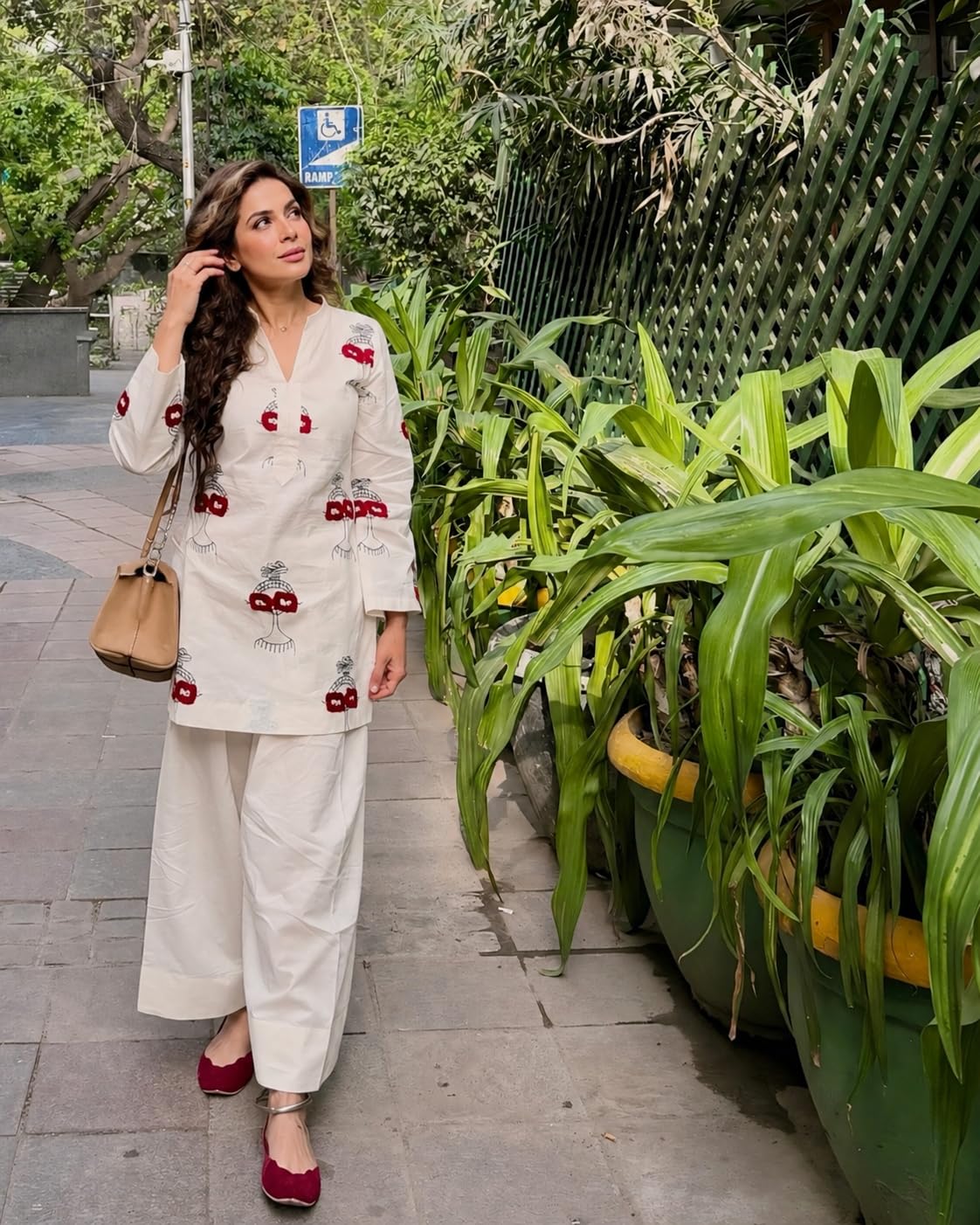 ANNI Designer Farshi Salwar Suit for Women Viscose Embroidered | Co Ord Set for Woman | Straight Kurta Palazzo Outfit Round Neck V Slit Long Sleeve Ethnic Dress Womens Clothing