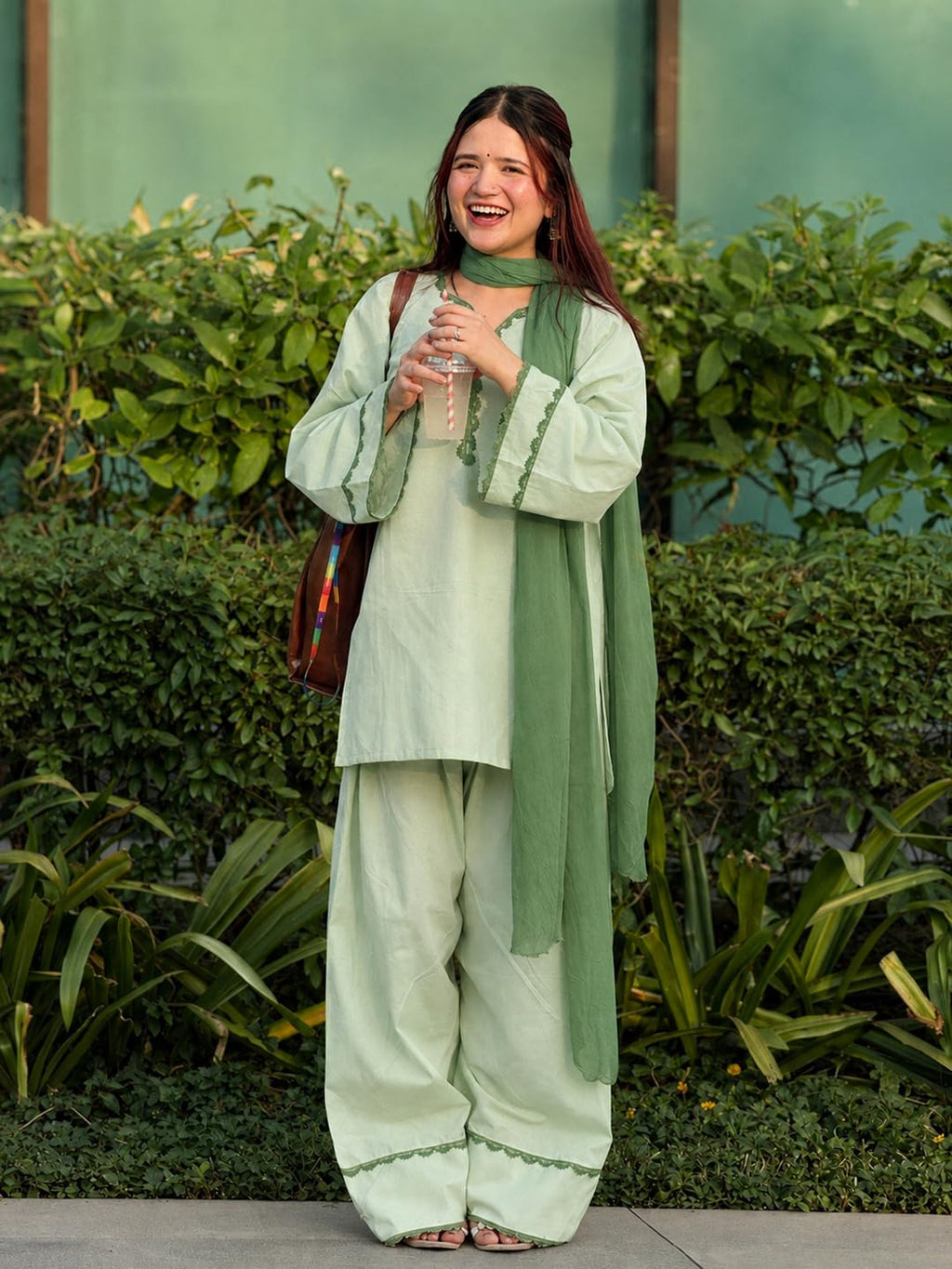 ANNI Designer Cora Cotton Farshi Salwar Suit for Women | Farsi Style Kurti | Farasi Kurta with Dupatta | Parsi Ethnic Dress | Indian Office Party Traditional Clothing Fashion Wear