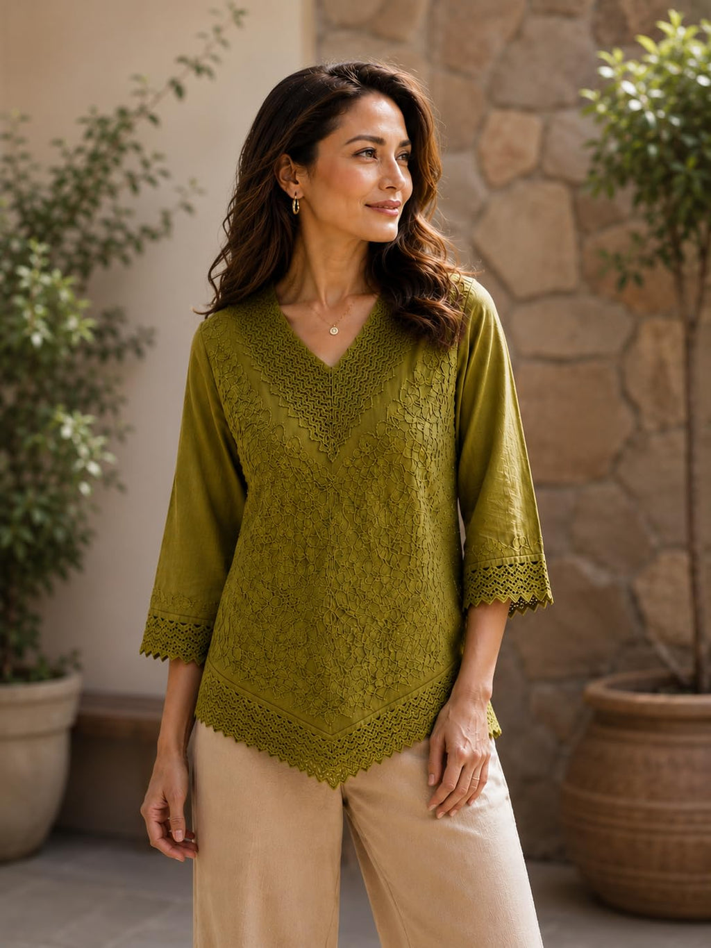 Short Kurti for Women -Embroidered Pure Cotton