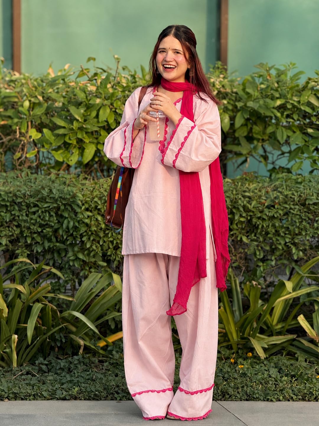 ANNI Designer Cora Cotton Farshi Salwar Suit for Women | Farsi Style Kurti | Farasi Kurta with Dupatta | Parsi Ethnic Dress | Indian Office Party Traditional Clothing Fashion Wear