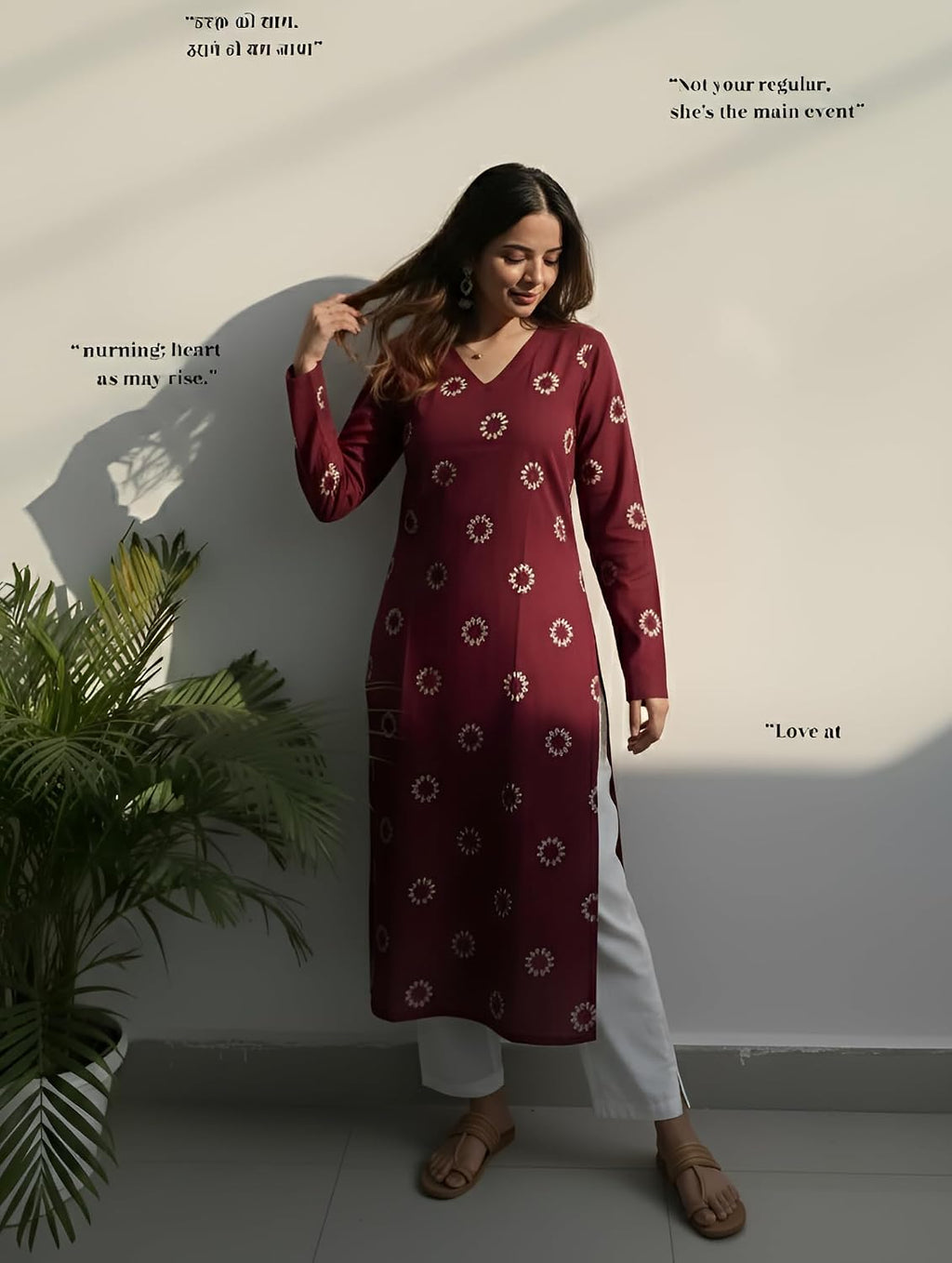 SAICHA Women's Rayon Printed Long Kurti, Black, Full Sleeve, Ankle Length
