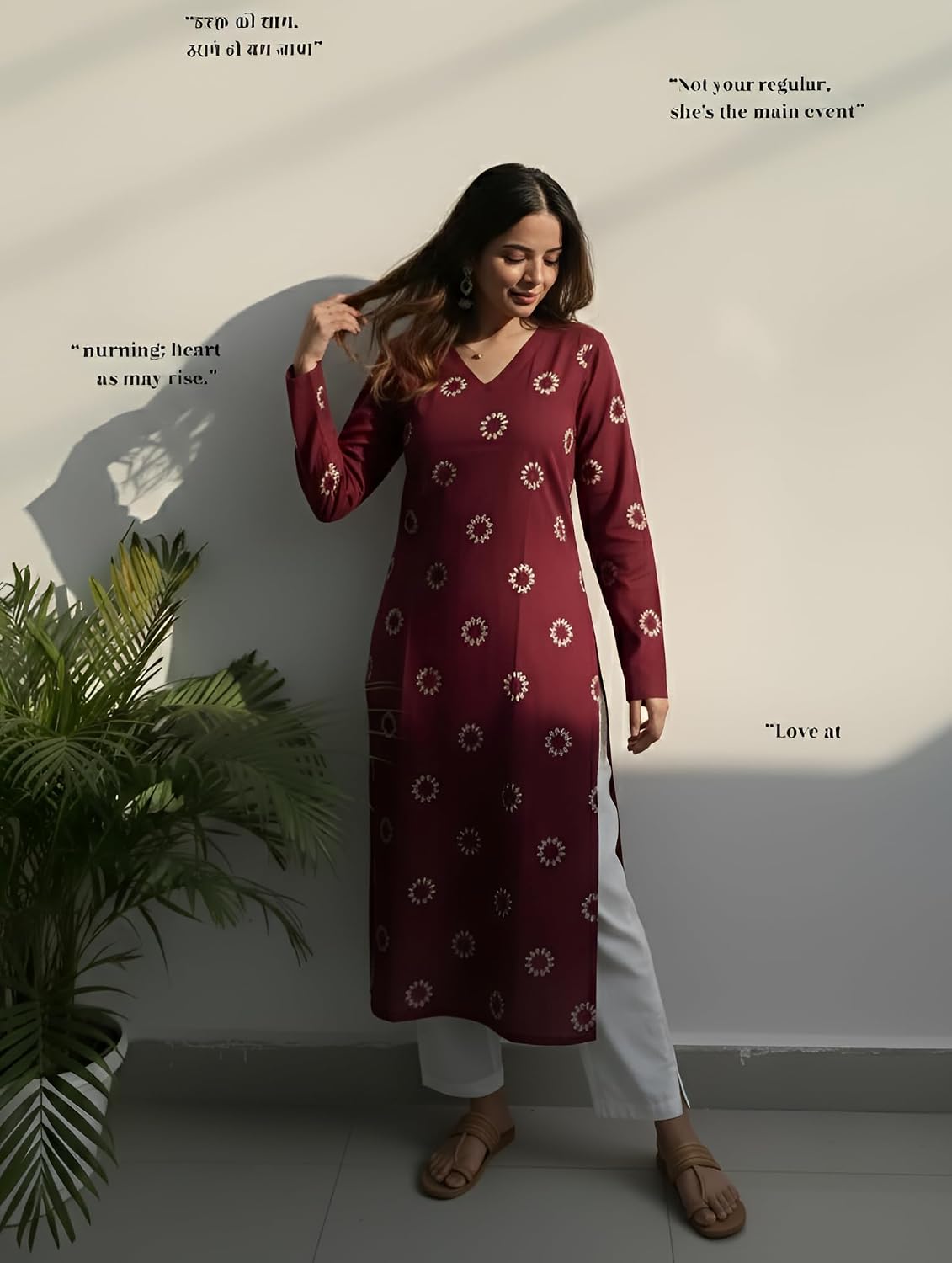 SAICHA Women's Rayon Printed Long Kurti, Black, Full Sleeve, Ankle Length