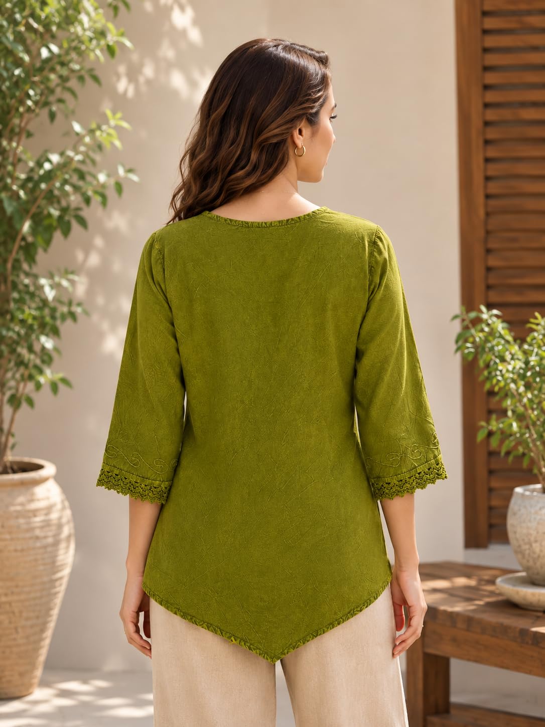 Short Kurti for Women -Embroidered Pure Cotton