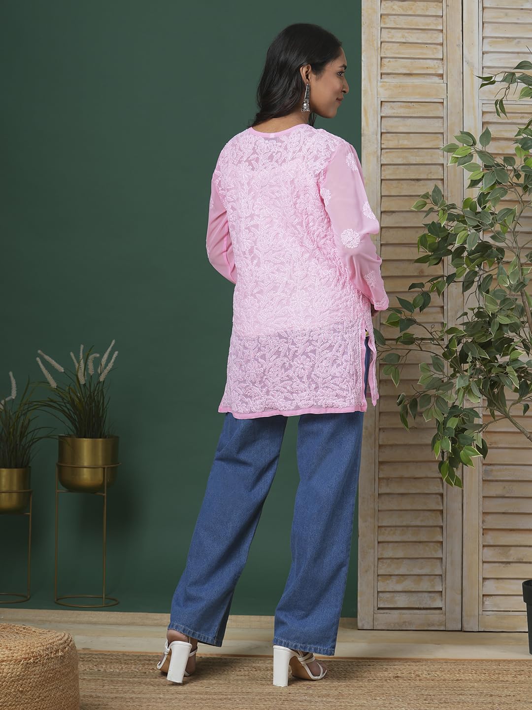 Ada Hand Embroidered Lucknowi Chikankari Georgette Top for Women A911224