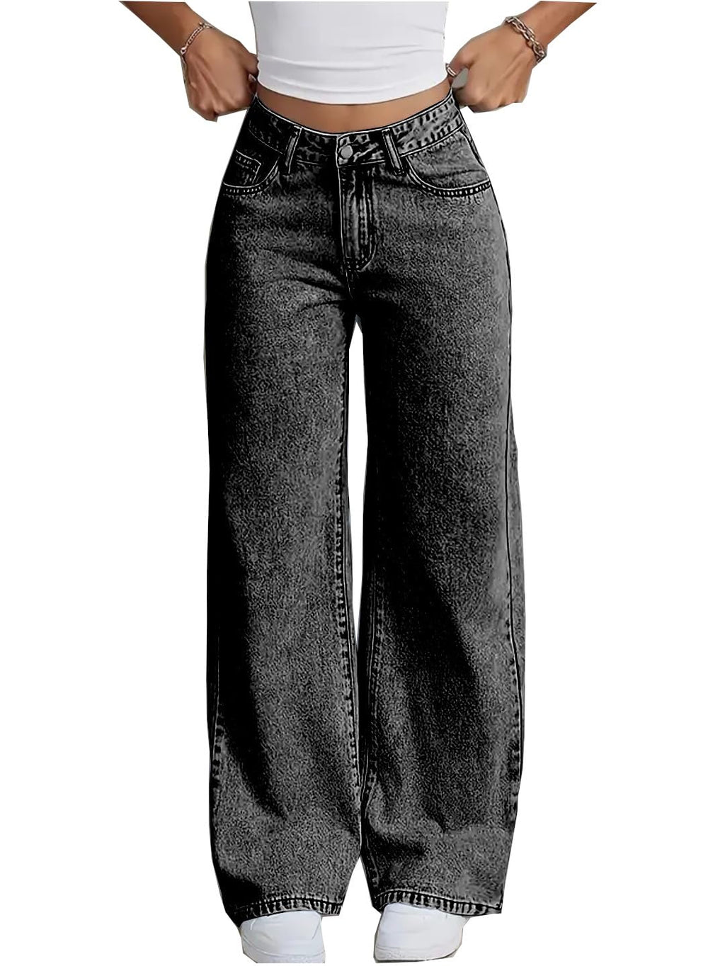 Nifty Women's Denim Stretchable High Waist Light Wash Baggy Jeans || Back Pocket Bow tie Detail