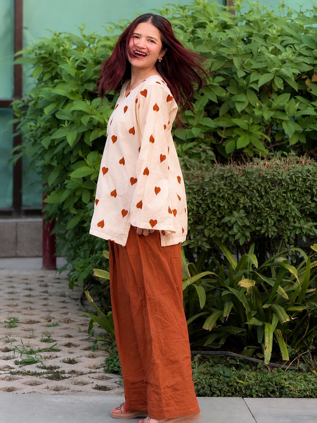 GoSriKi Farshi Salwar Suit for Women Viscose Embroidered | Co Ord Set for Woman | Straight Kurta Palazzo Outfit Round Neck V Slit Long Sleeve Ethnic Dress Womens Clothing