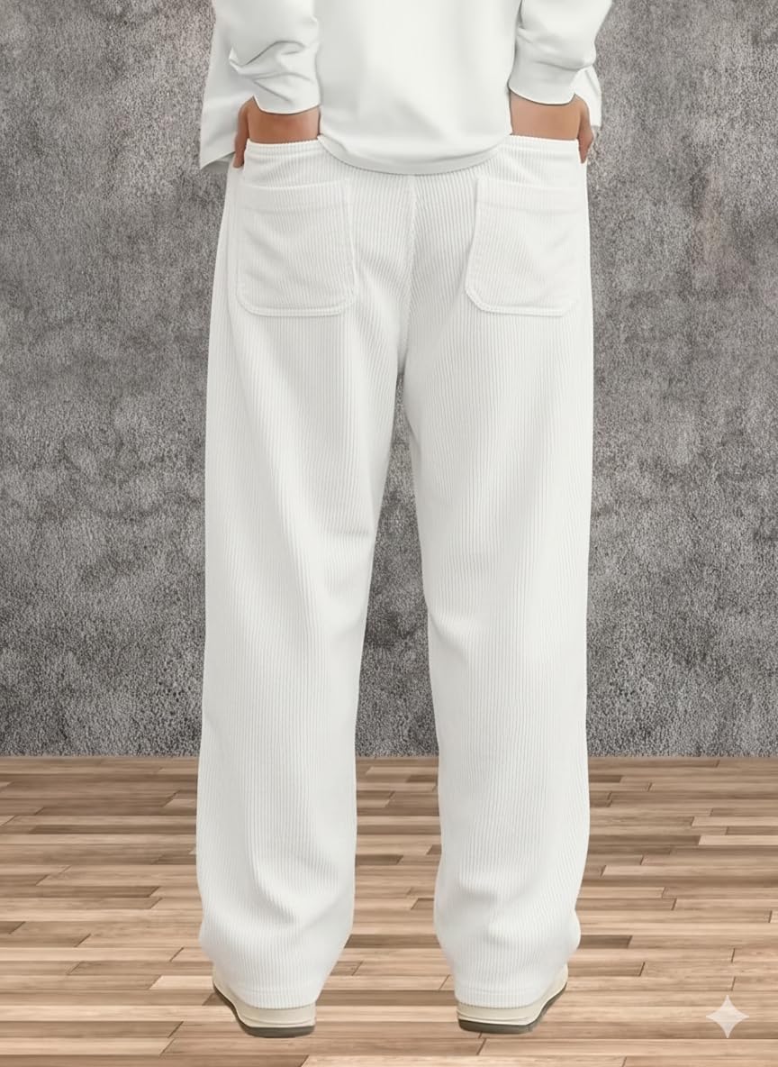 Samfor Men's Comfortable Baggy Corduroy Pants | Relaxed Fit Stretch Waist Trousers for Everyday Wear | Casual Trouser for Man