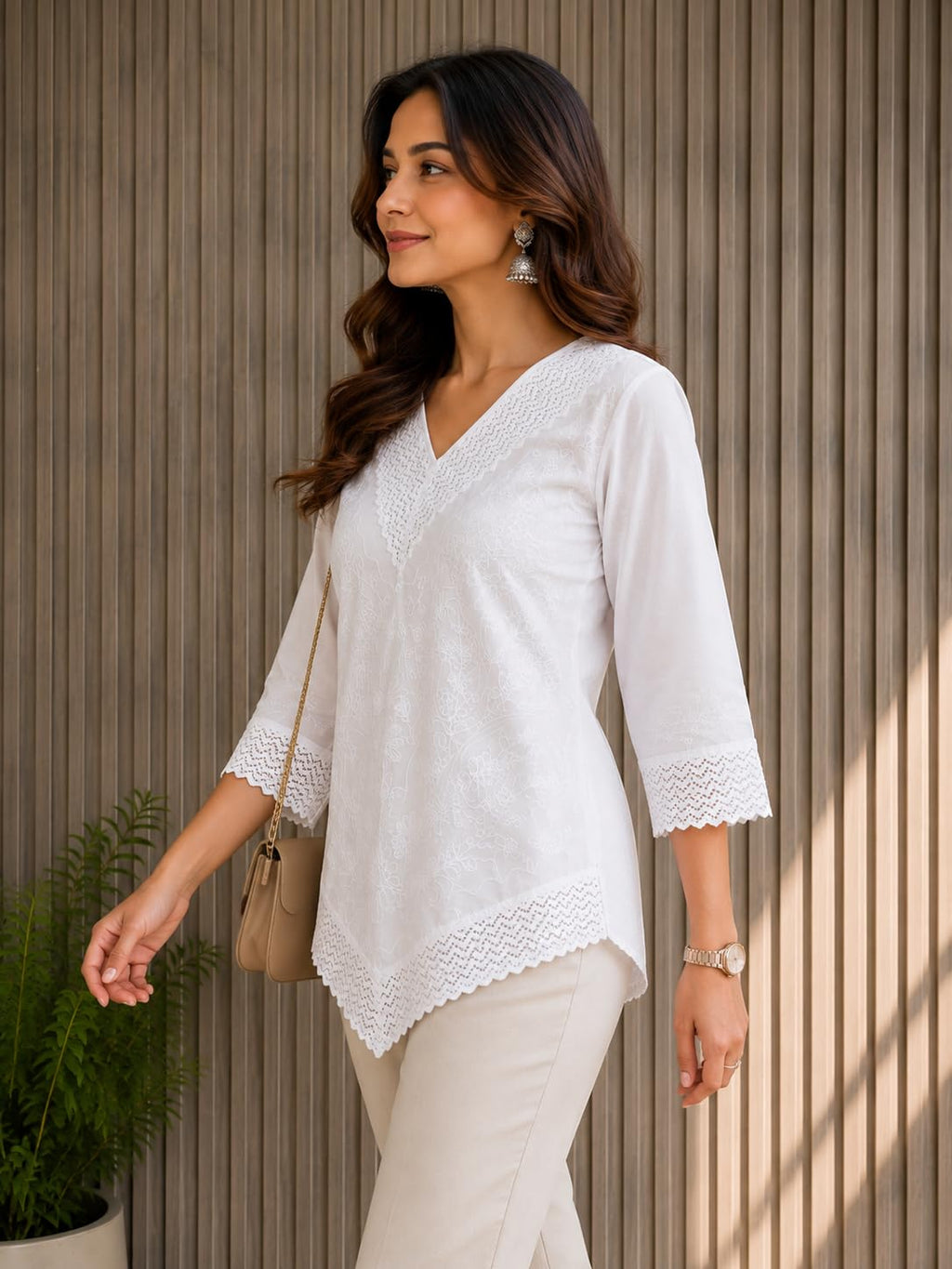 Short Kurti for Women -Embroidered Pure Cotton