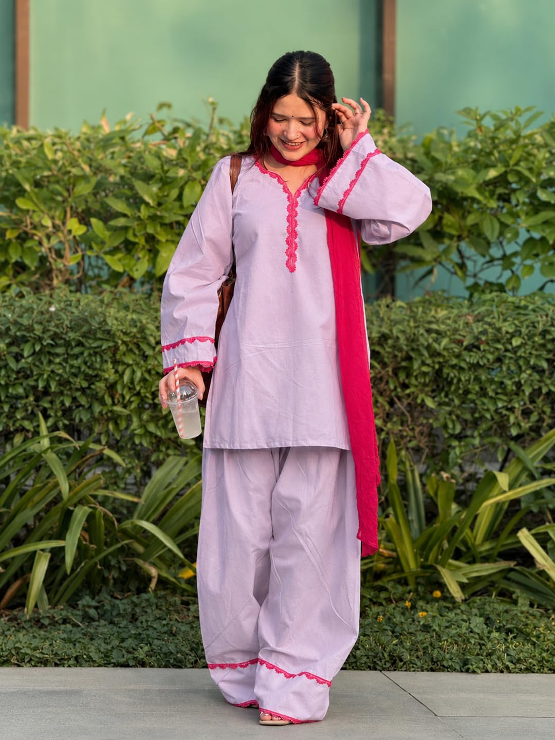 ANNI Designer Cora Cotton Farshi Salwar Suit for Women | Farsi Style Kurti | Farasi Kurta with Dupatta | Parsi Ethnic Dress | Indian Office Party Traditional Clothing Fashion Wear