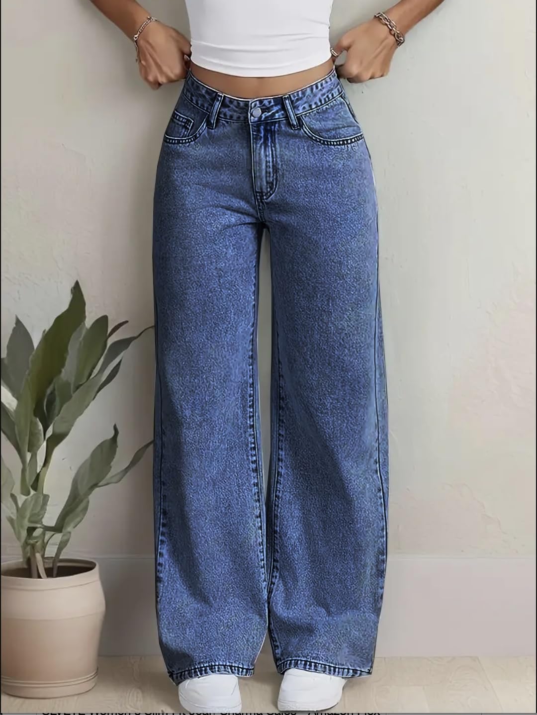 Nifty Women's Denim Stretchable High Waist Light Wash Baggy Jeans || Back Pocket Bow tie Detail