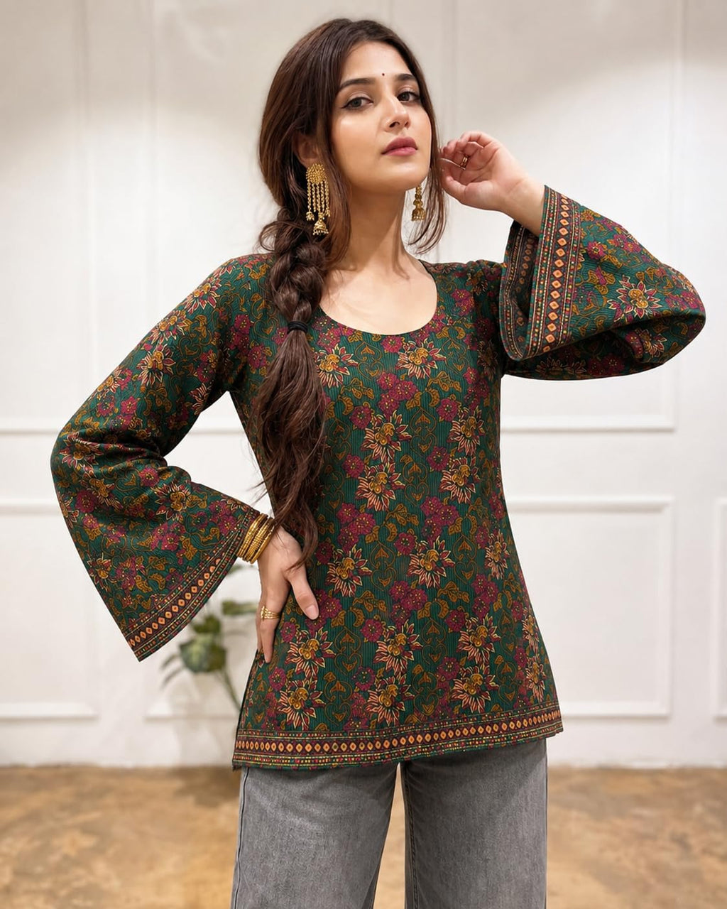 ANNI Designer Cotton Short Kurti for Women | Stylish Kurti | Short Kurti Top | Casual Kurta for Women | Comfortable Cotton Kurtis for Womens