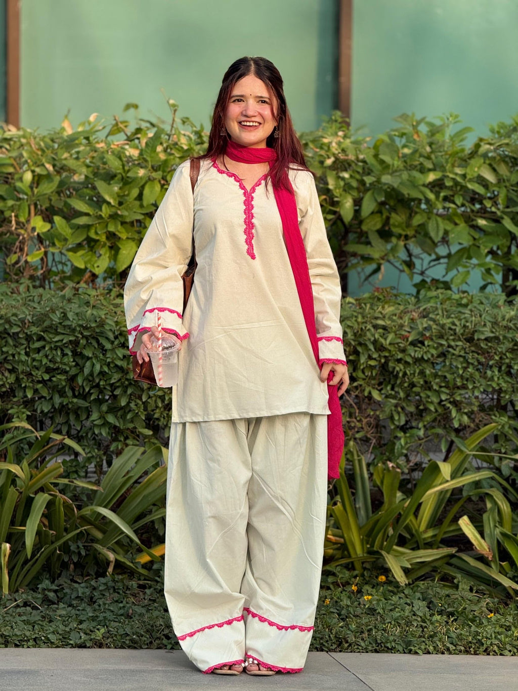 ANNI Designer Cora Cotton Farshi Salwar Suit for Women | Farsi Style Kurti | Farasi Kurta with Dupatta | Parsi Ethnic Dress | Indian Office Party Traditional Clothing Fashion Wear