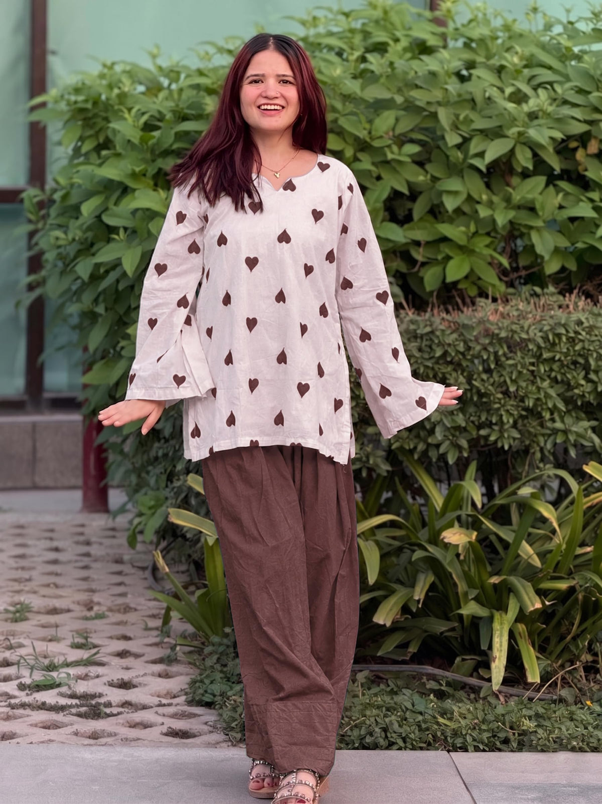 GoSriKi Farshi Salwar Suit for Women Viscose Embroidered | Co Ord Set for Woman | Straight Kurta Palazzo Outfit Round Neck V Slit Long Sleeve Ethnic Dress Womens Clothing