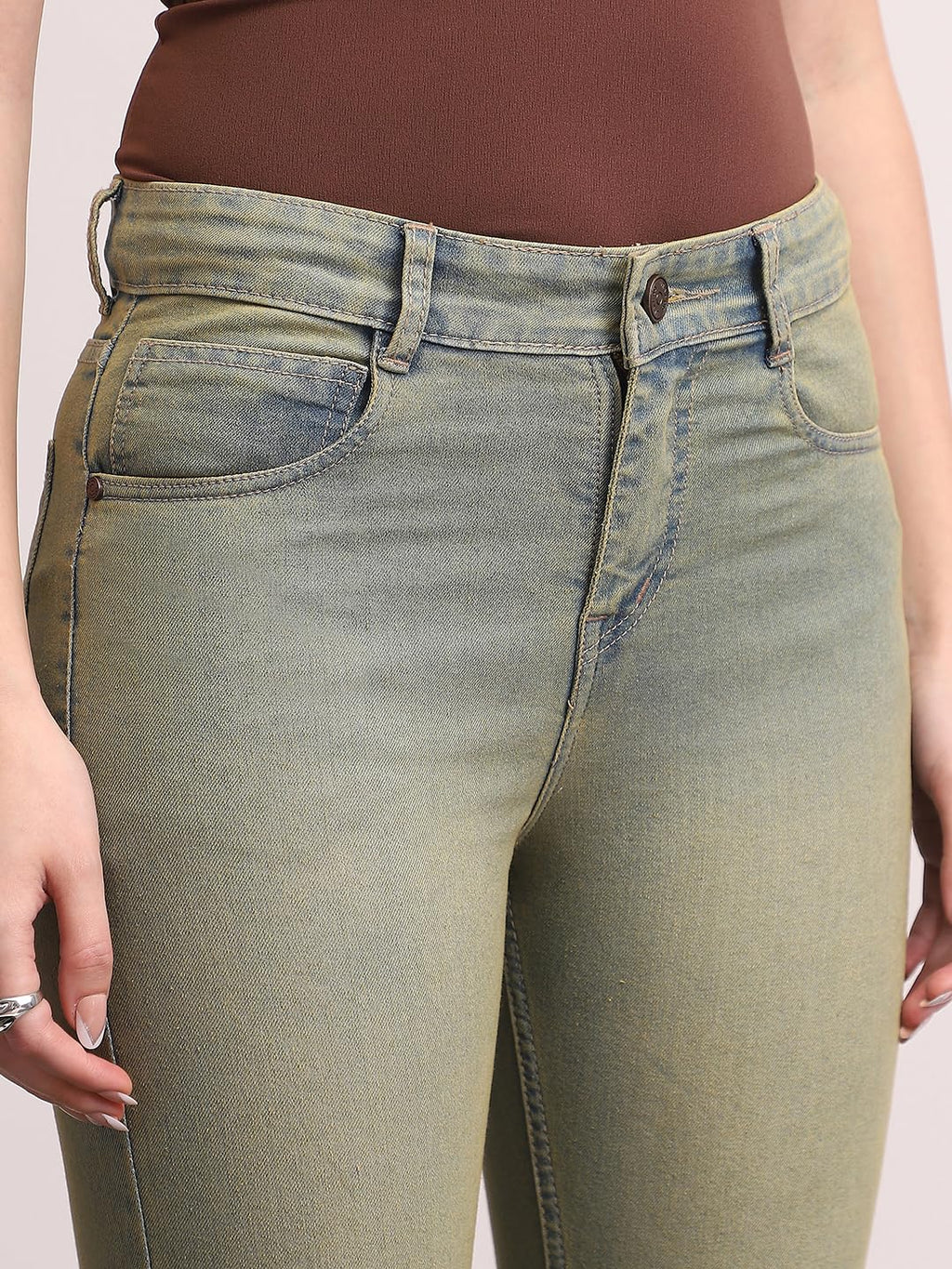 Urbano Fashion Women's Mid Rise Bootcut Washed Jeans Stretchable