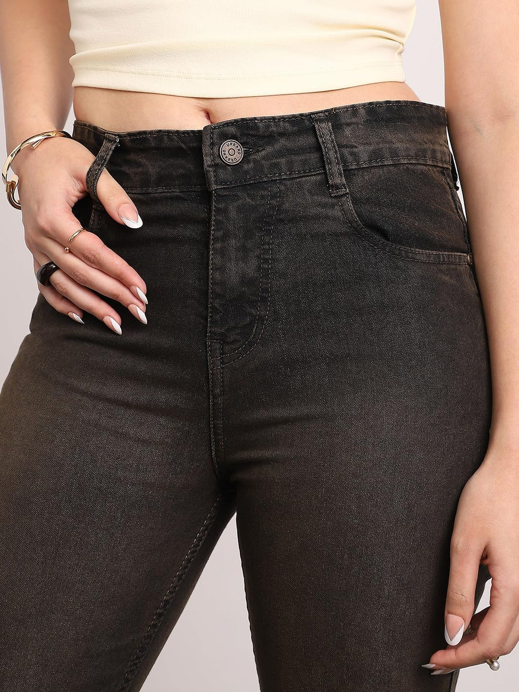 Urbano Fashion Women's Mid Rise Bootcut Washed Jeans Stretchable